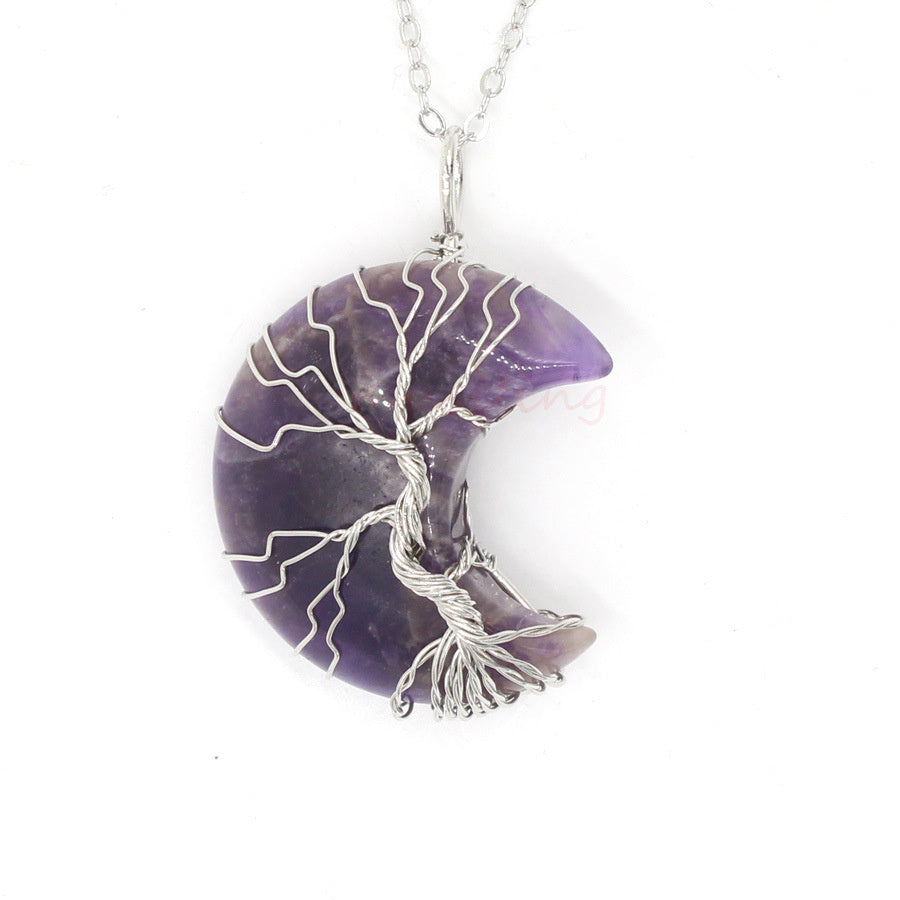 Pendentif Lune en Cristal Naturel