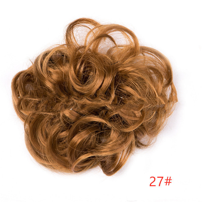 Europe, Japon et Corée du Sud populaires chignon naturel moelleux cordon cheveux bouclés boule tête cheveux anneau ensemble de cheveux accessoires de cheveux féminins cheveux en fibre chimique