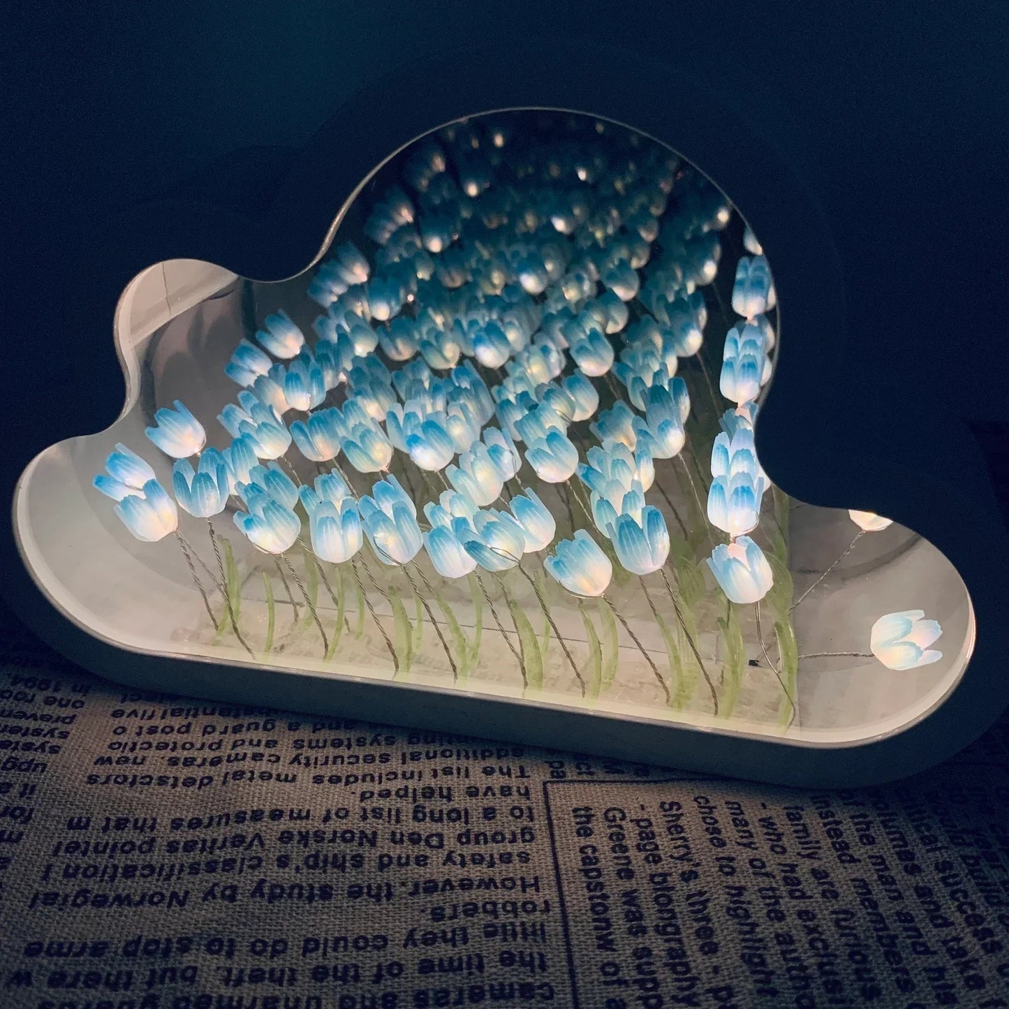 Miroir tulipe nuage fait main, petite veilleuse