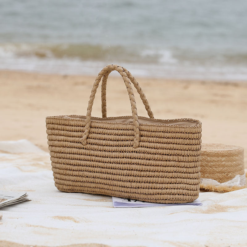 Sac de plage en paille grande capacité pour femme