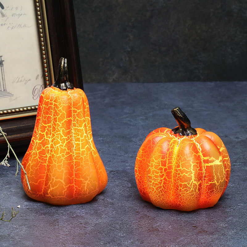 Nouvelle simulation de lanterne citrouille d'Halloween, lampe à bougie LED en résine, citrouille lumineuse.