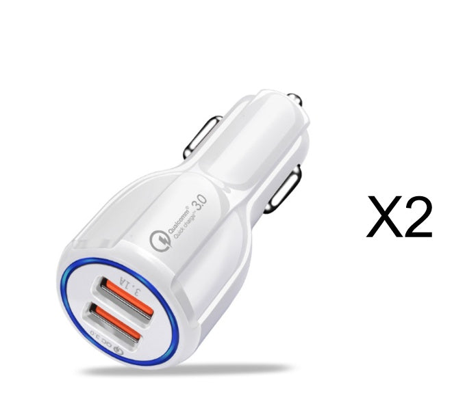 Chargeur de voiture Quick Charge 3.0 pour téléphone mobile, chargeur de voiture à double USB, adaptateur de charge rapide Qualcomm QC 3.0, chargeur de voiture mini USB.