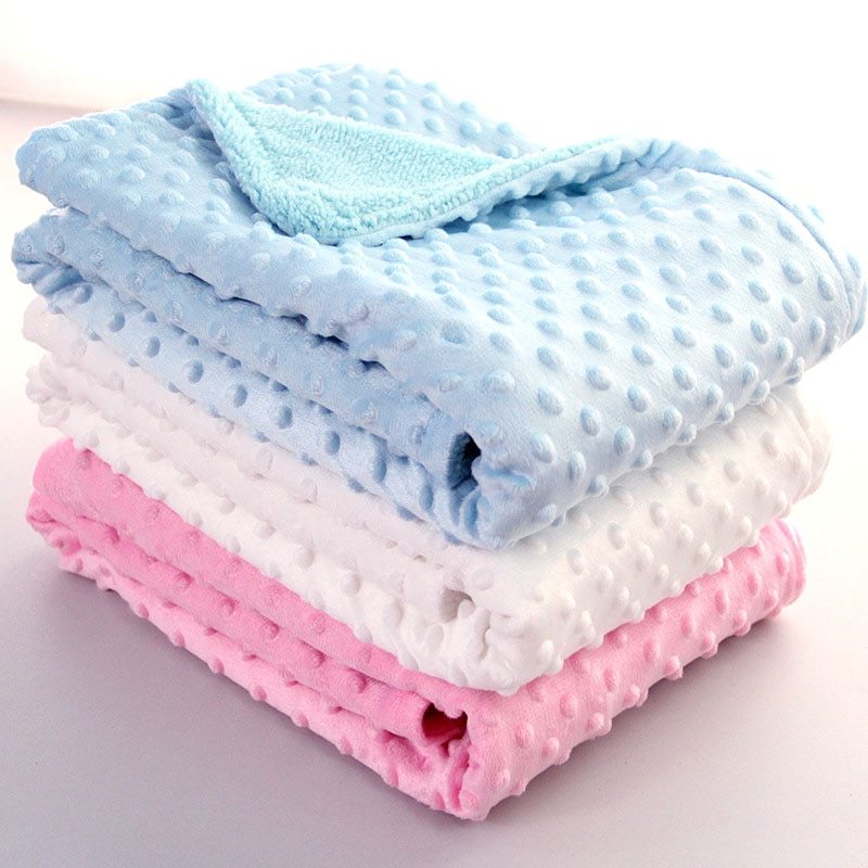 Couverture en polaire à pois pour bébé, enveloppe de nouveau-né, couverture de lit pour bébé.