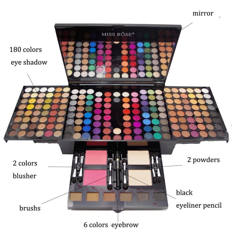 Palette de maquillage personnalisée en forme de piano avec 180 couleurs d'ombres à paupières et de blush.