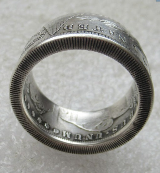 Bague personnalisée faite à la main avec une pièce de monnaie américaine rétro Morgan d'un dollar, cadeau personnalisé pour ami