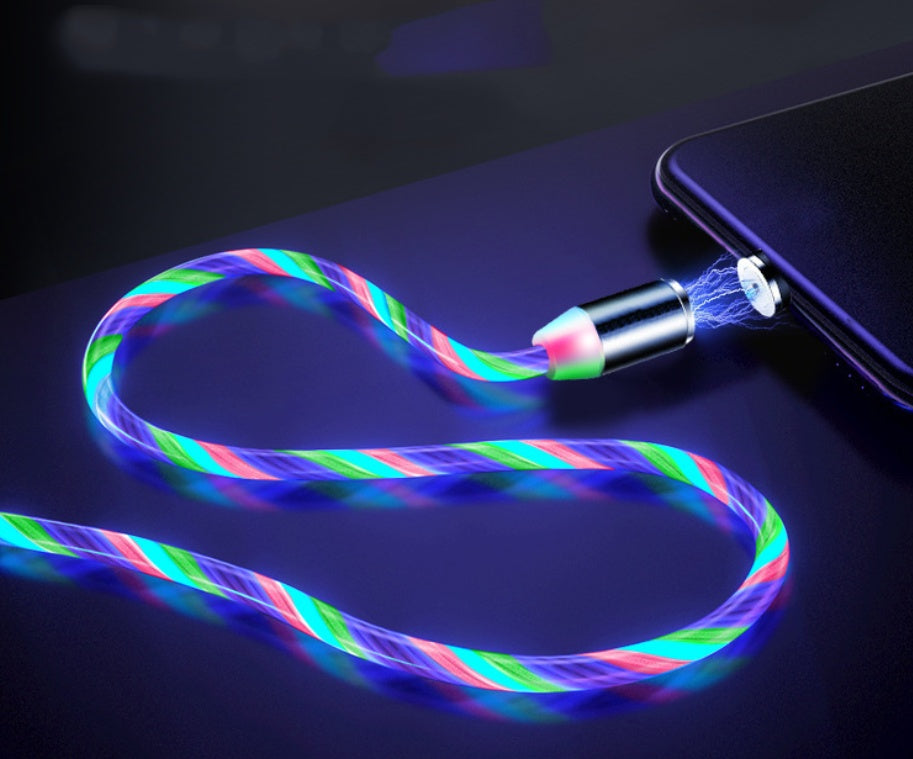 Compatible avec Apple, câble de ligne de données Flowing Ligh Magnetic Streamer pour iPhone Android Type-C