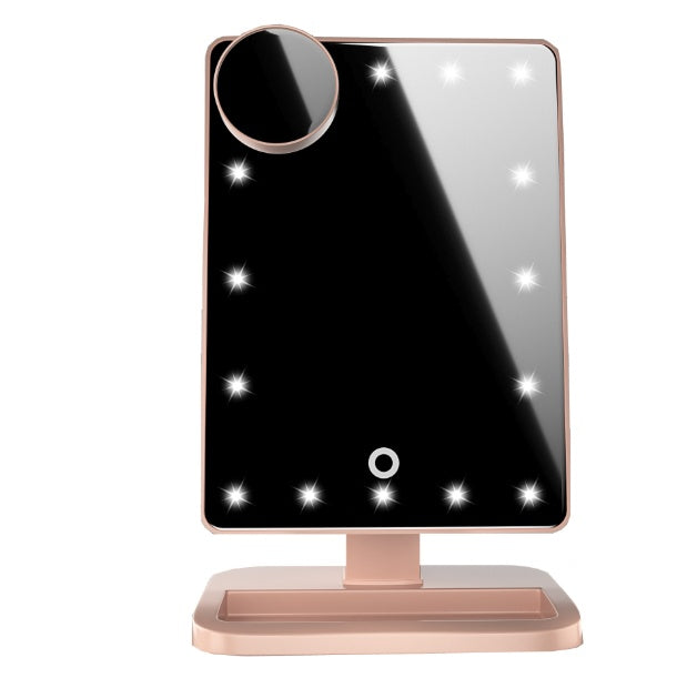 Miroir de maquillage à écran tactile avec 20 lumières LED, haut-parleur Bluetooth et miroirs grossissants 10X.