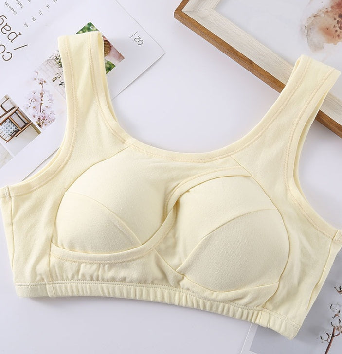 Soutien-gorge grande taille pour femme, sous-vêtements en coton résistant aux tremblements de terre, hauts de nuit sans boucles, lingerie sans armature avec rembourrage amovible