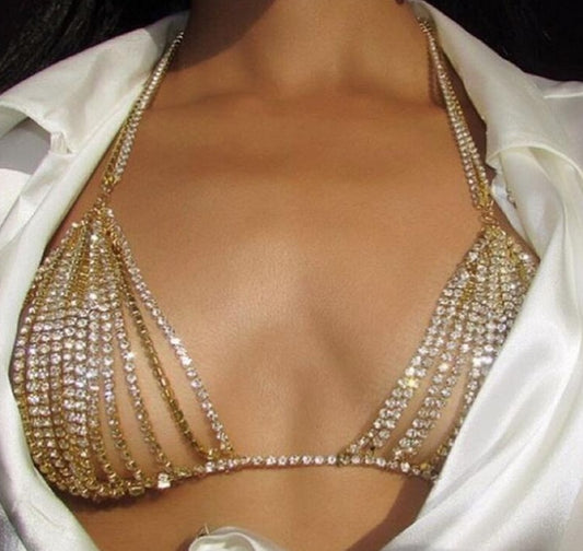 Chaîne de bikini en diamant sexy pour la poitrine