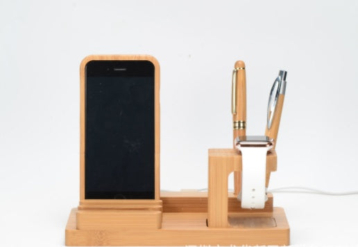 Compatible avec Apple, Bamboo, bois et support de chargement en bois pour montre mobile Apple, support en bois multifonction pour téléphone portable plat.