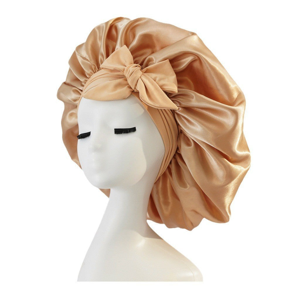 Nouveau bonnet en soie pour femmes endormies, bonnet en satin, bonnet de nuit, écharpe pour cheveux bouclés avec bandeau pour cheveux bouclés