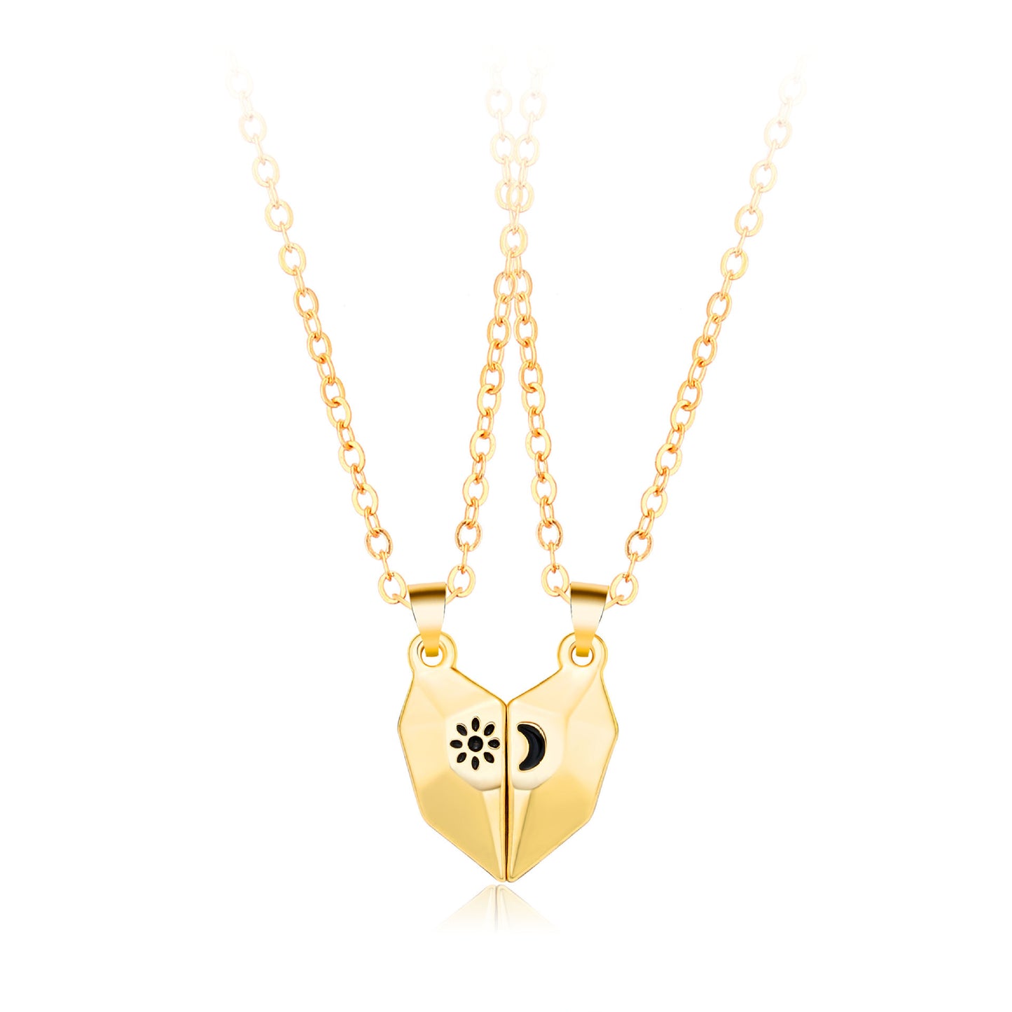 Collier de couple avec pierre à souhaits, soleil, lune, amour, simple, tendance, pendentif aimanté, cadeau de Saint-Valentin