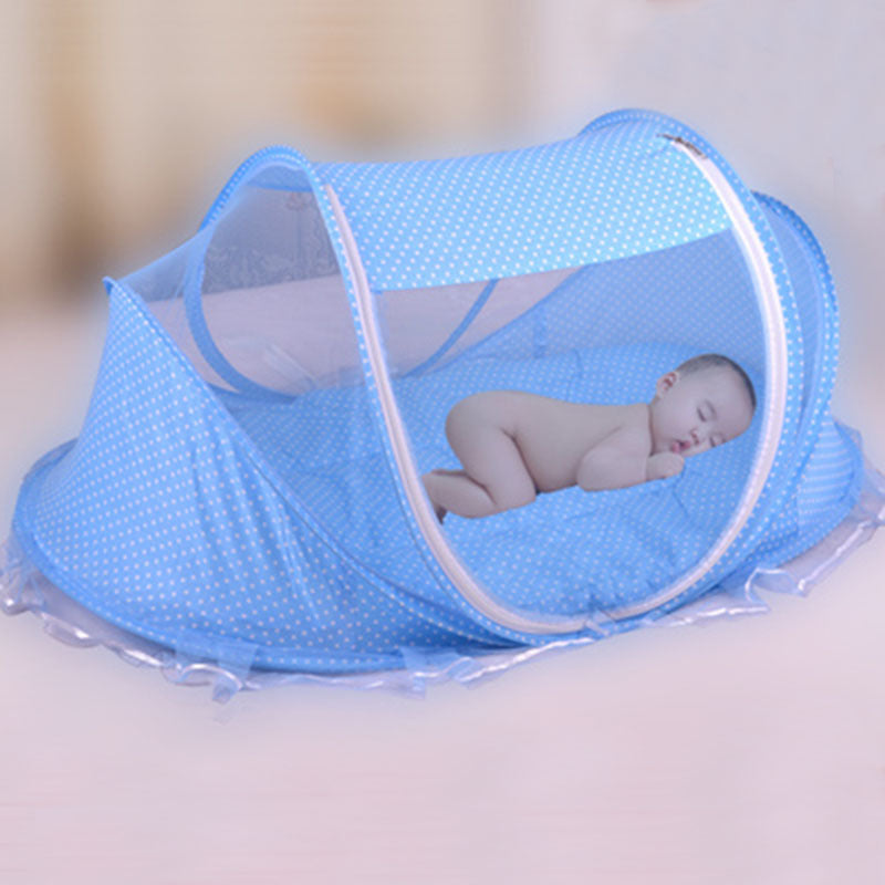 Lit de bébé pliable avec filet et oreiller, ensemble de 2 pièces.