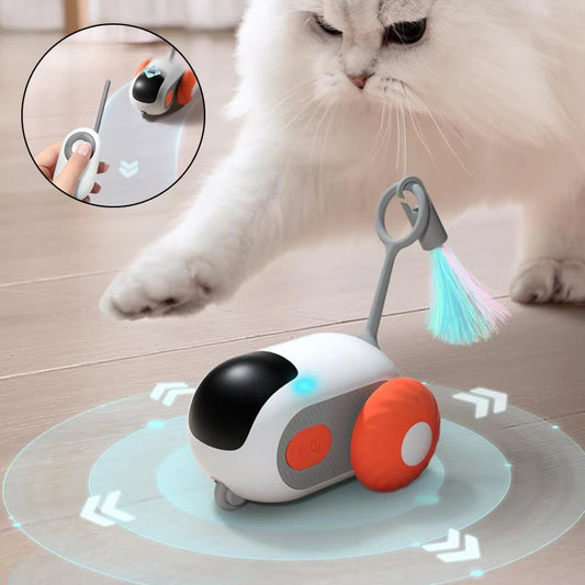 Jouet interactif pour chat avec télécommande, voiture USB rechargeable, poursuite automatique, voiture intelligente à déplacement autonome, jouet interactif pour chat, produits pour animaux de compagnie.