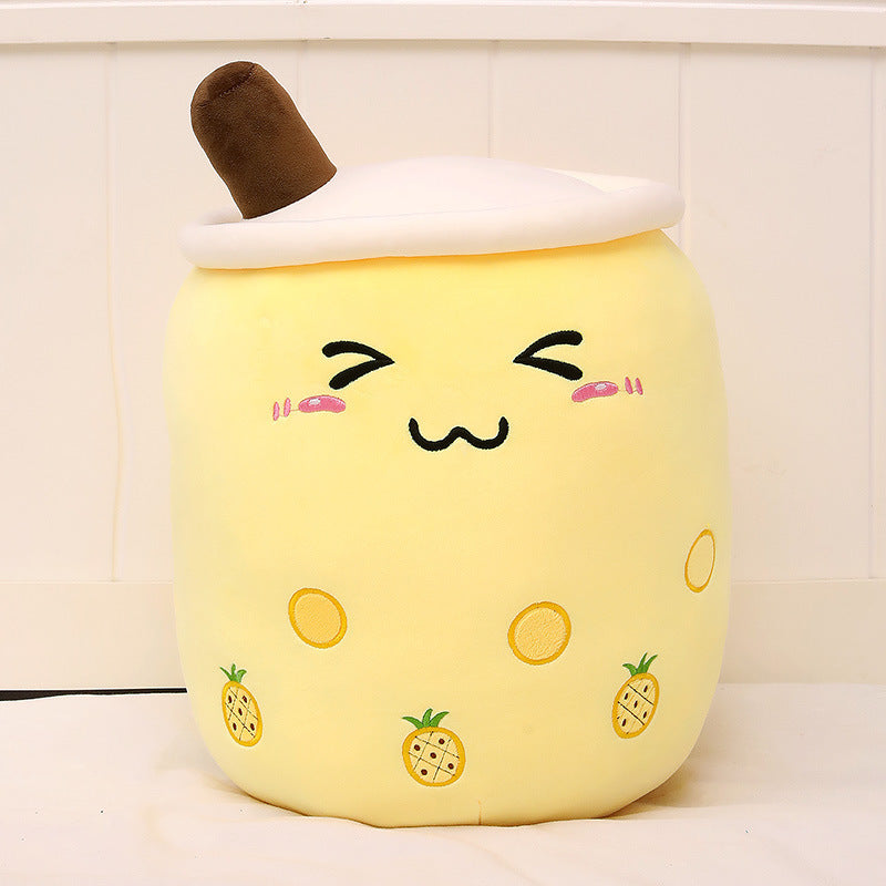 Jouet en peluche de tasse de thé au lait à la fraise, boisson en peluche douce, coussin de thé à bulles, cadeau pour enfants.