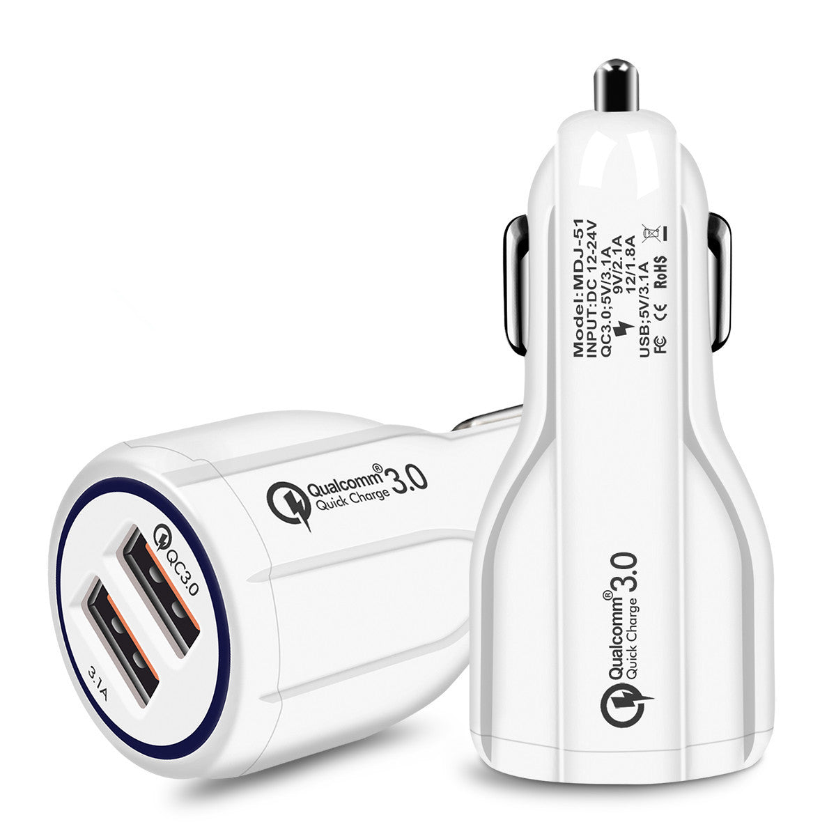 Chargeur de voiture Quick Charge 3.0 pour téléphone mobile, chargeur de voiture à double USB, adaptateur de charge rapide Qualcomm QC 3.0, chargeur de voiture mini USB.