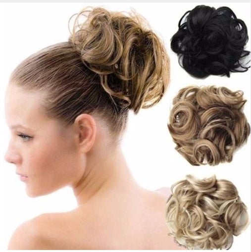 Europe, Japon et Corée du Sud populaires chignon naturel moelleux cordon cheveux bouclés boule tête cheveux anneau ensemble de cheveux accessoires de cheveux féminins cheveux en fibre chimique