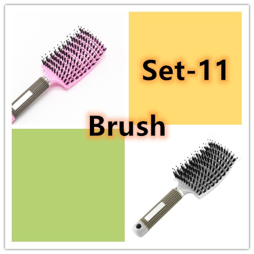 Brosse à cheveux Anti Klit Brushy Haarborstel pour femmes, brosse démêlante, poils en nylon, massage du cuir chevelu, brosse à teaser.