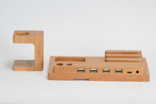 Compatible avec Apple, Bamboo, bois et support de chargement en bois pour montre mobile Apple, support en bois multifonction pour téléphone portable plat.