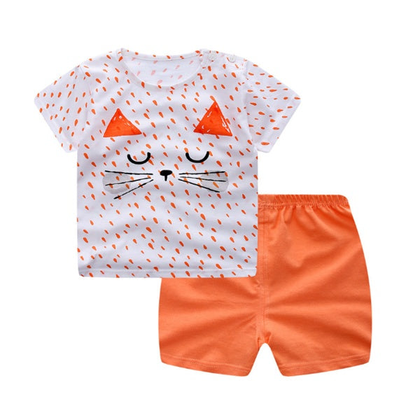 Vêtements de dessin animé pour bébé garçon, vêtements d'été, t-shirt, ensembles de vêtements décontractés pour bébé fille.