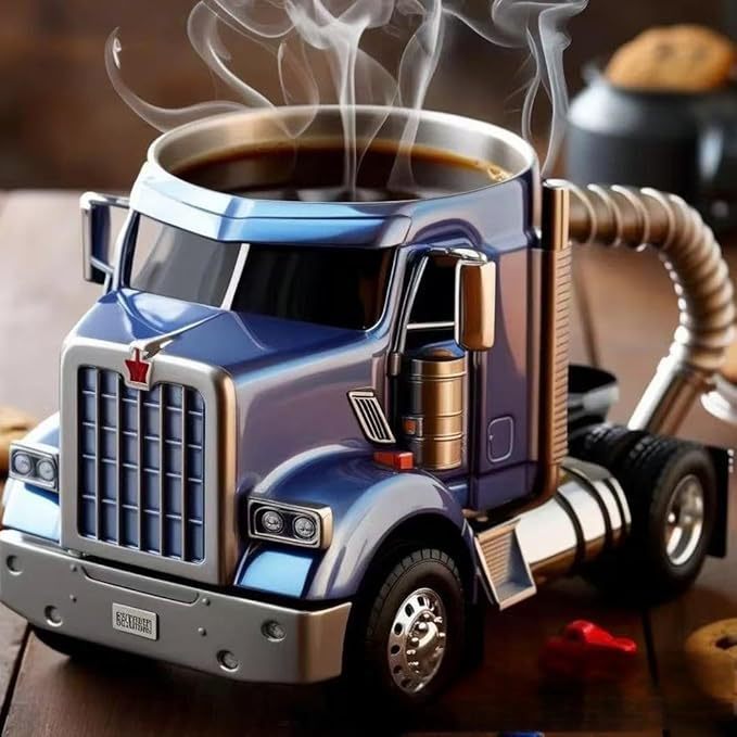 Durable Semi Truck Shaped Coffee Mug, Handcrafted Semi Truck Shaped Coffee Mug for Family.