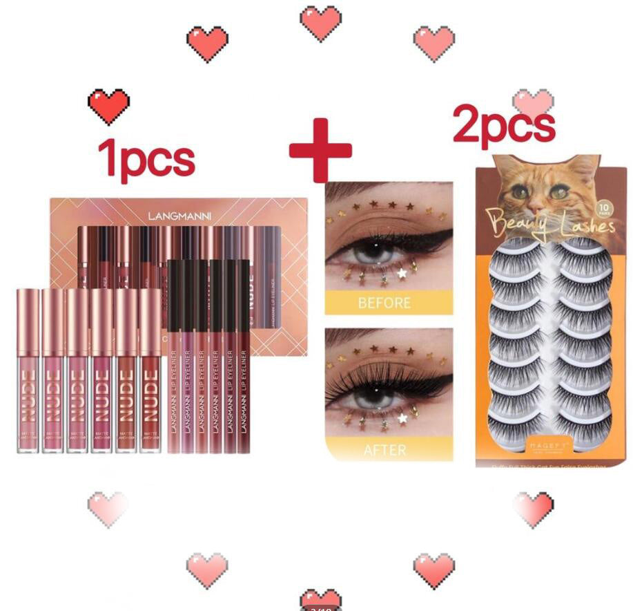 Ensemble de maquillage de 12 pièces : 6 rouges à lèvres mats, 6 crayons à lèvres, rouges à lèvres mats waterproof longue tenue, cosmétiques de beauté, cadeau de maquillage pour filles, ensemble de rouges à lèvres.