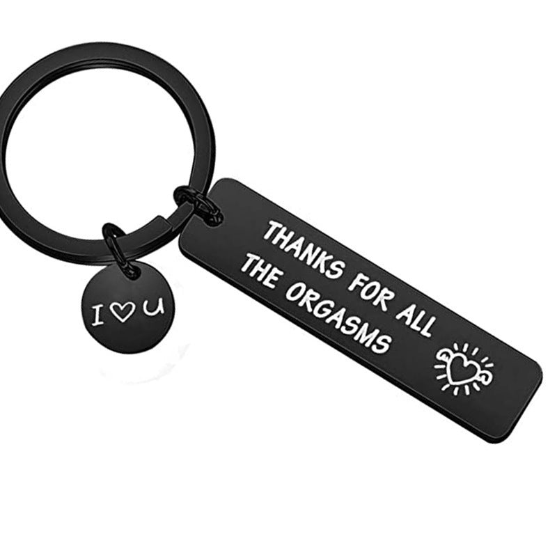 Porte-clés en acier inoxydable Couple Noir Humour Cadeau