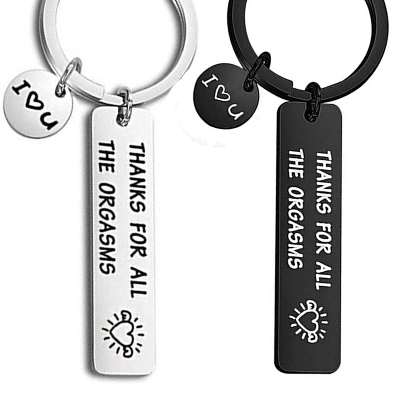 Porte-clés en acier inoxydable Couple Noir Humour Cadeau