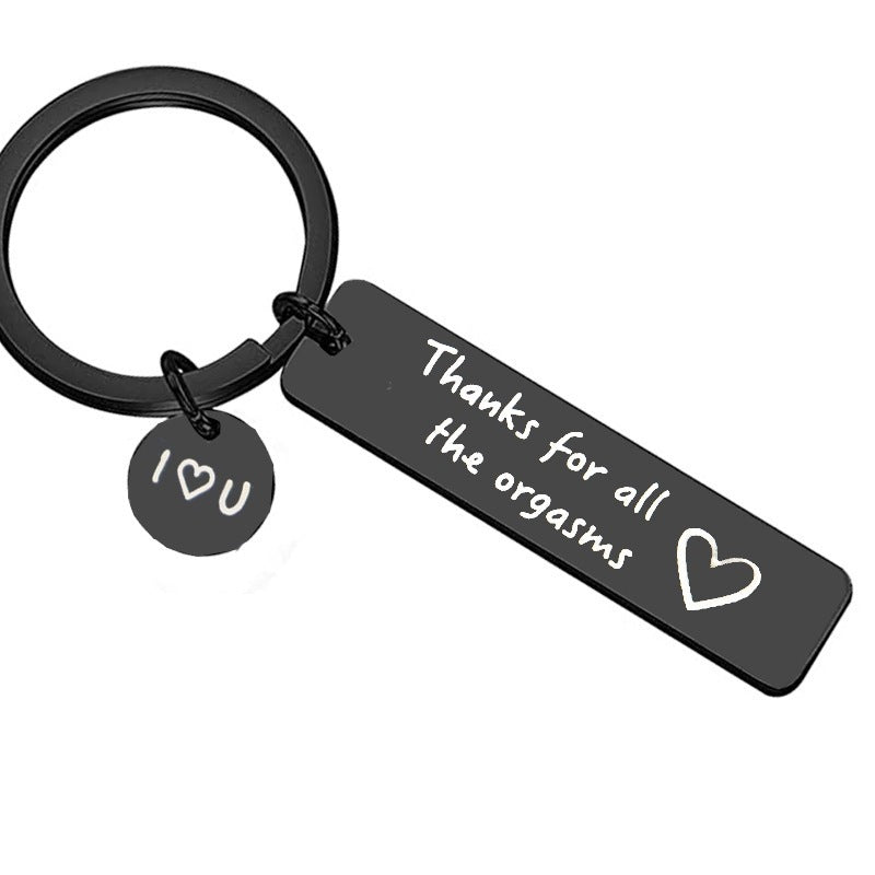 Porte-clés en acier inoxydable Couple Noir Humour Cadeau