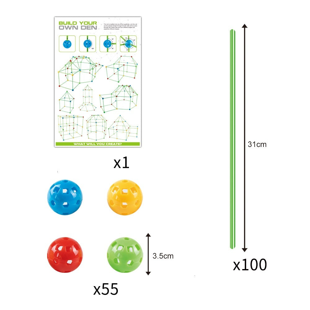 Kit de construction de tente en perles DIY pour enfants, blocs de construction de tente, tente de combat.