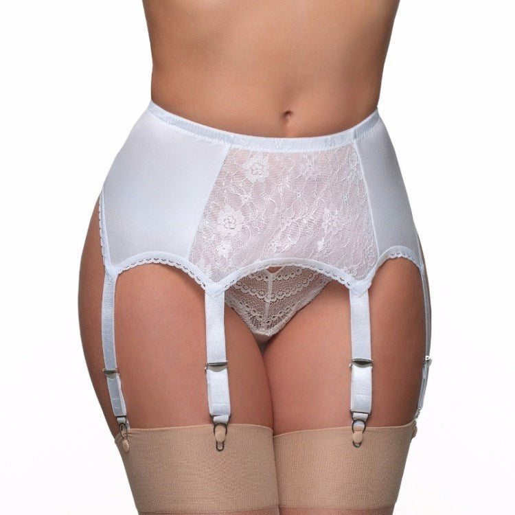 Ceinture porte-jarretelles sexy transparente à taille haute, antidérapante, avec réglage en métal à 6 crochets.