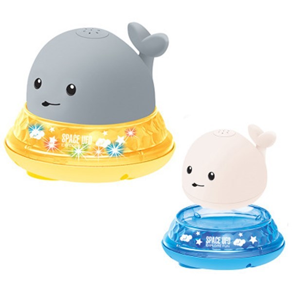 Jouets de bain en forme de bébé, mignon, dessin animé, baleine flottante, pulvérisant de l'eau, avec musique légère et lumière LED.