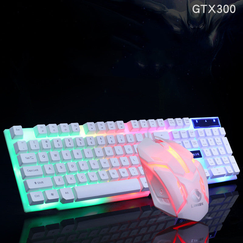 Ensemble de clavier et de souris Limei GTX300 Nouveau clavier USB Souris USB Café Internet Kit de jeu lumineux Rétroéclairage coloré