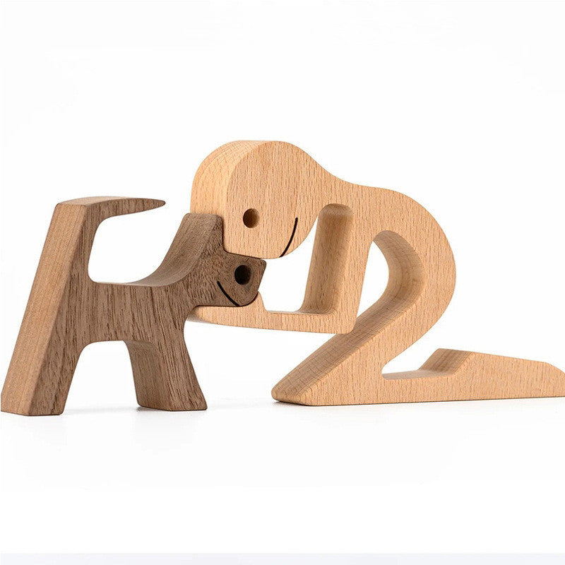 Figurine en bois à faire soi-même, sculpture décorative pour chien, décoration de la maison, un homme, un chien, sculpture en bois, cadeaux de Noël, modèle de décoration