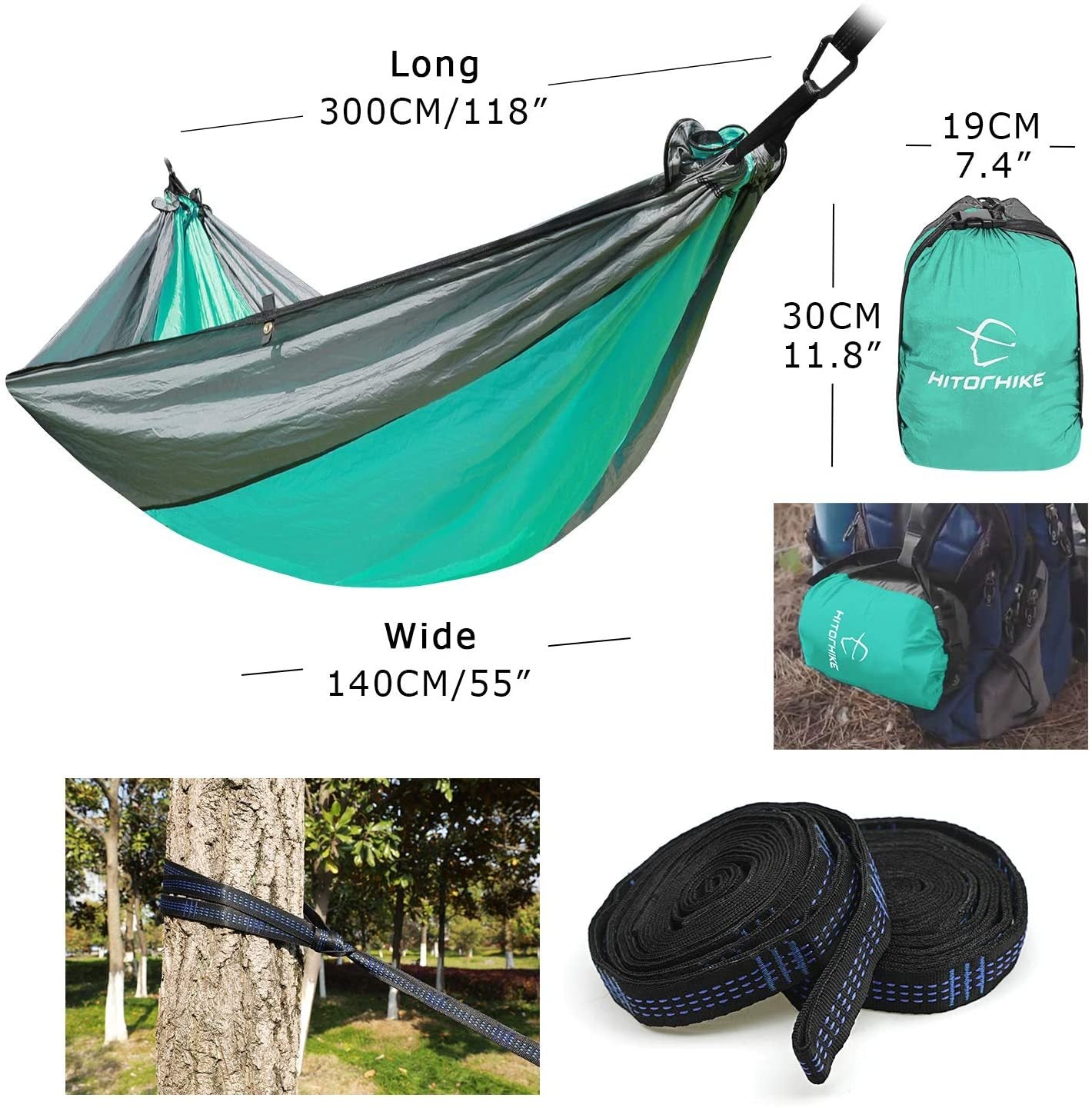 Hamac de randonnée - Hamac double en nylon parachute portable pour extérieur