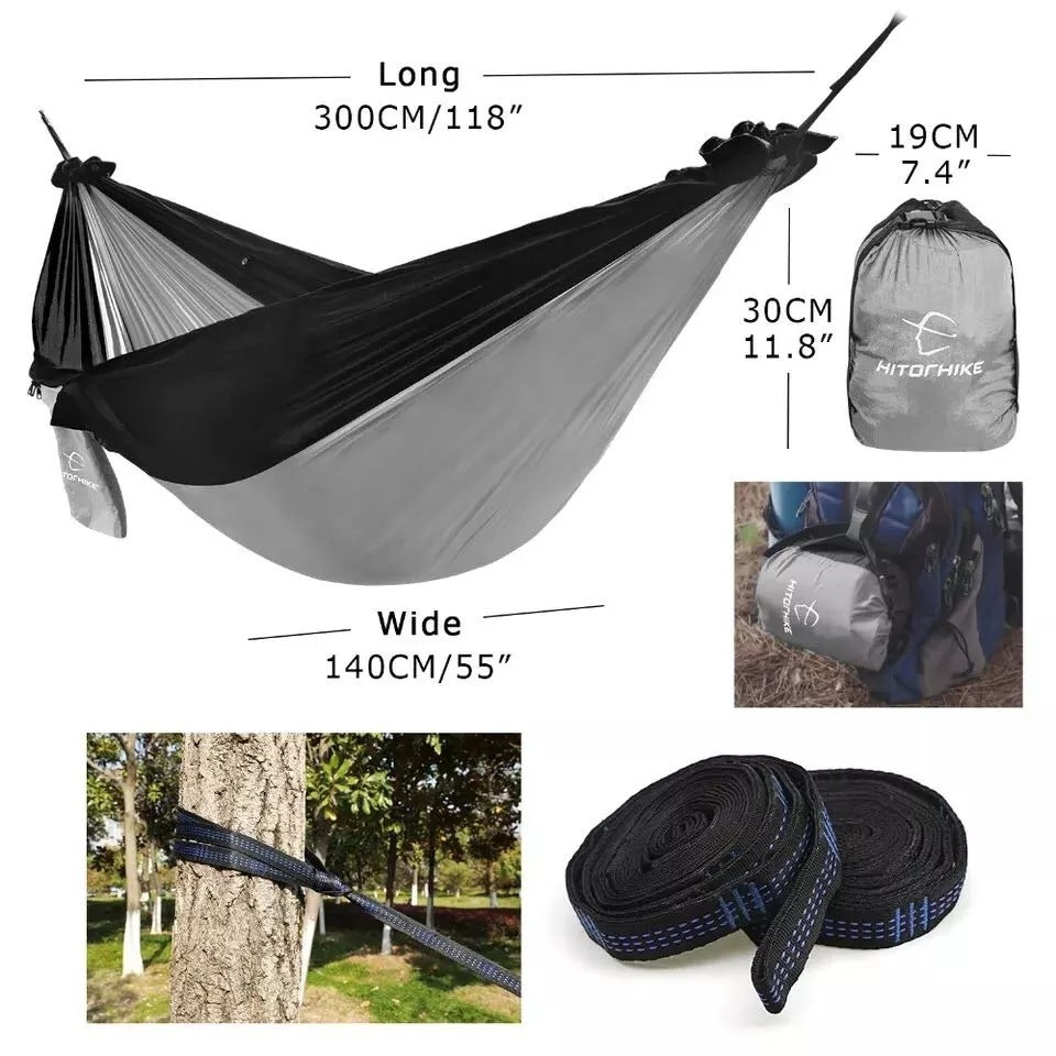 Hamac de randonnée - Hamac double en nylon parachute portable pour extérieur