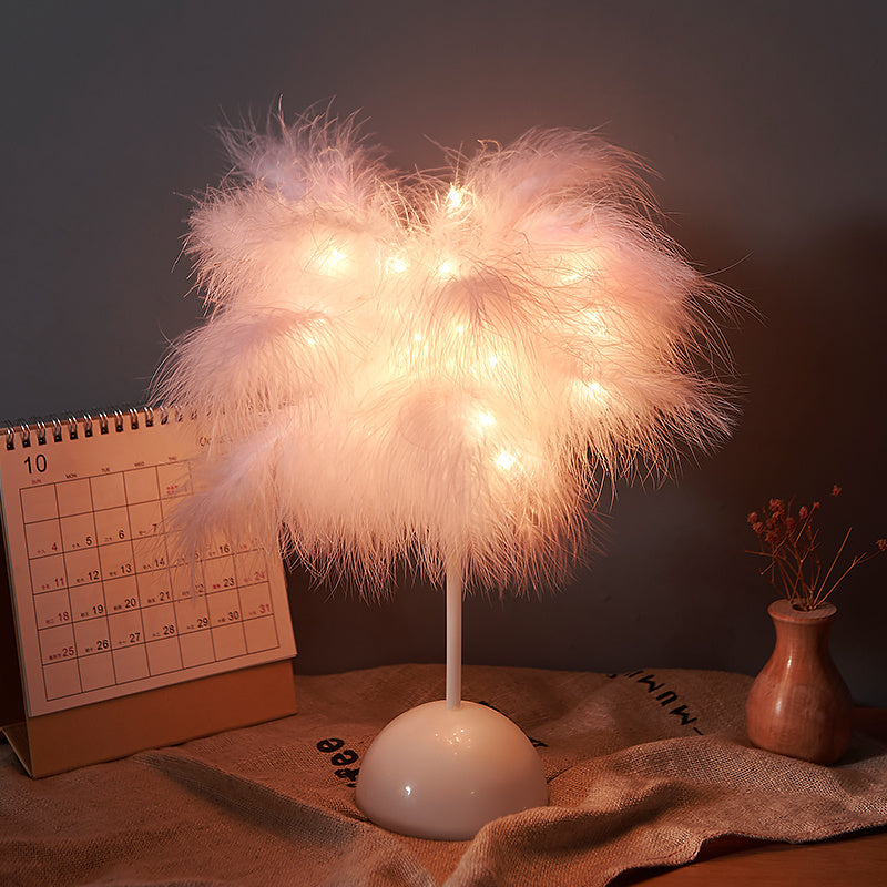 Lampe à plumes, lampe de bureau nordique, lampe de chevet de style européen, lampe de table à plumes, lumière nocturne, décoration moderne de lampe de table.