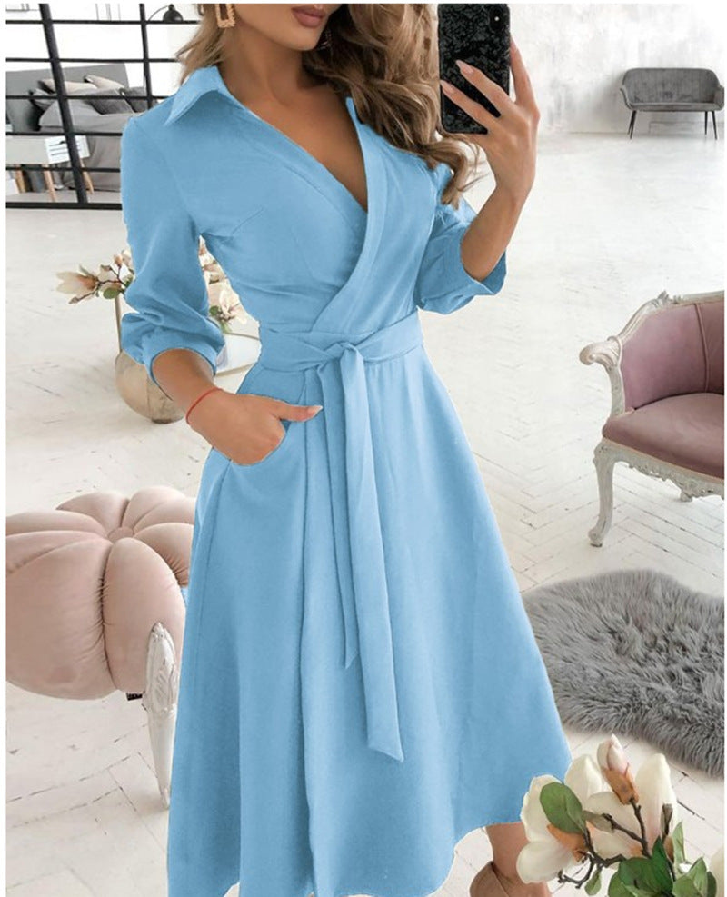 Robe de soirée sexy à manches longues et col en V profond pour femme, imprimé sac, hanche, irrégulière