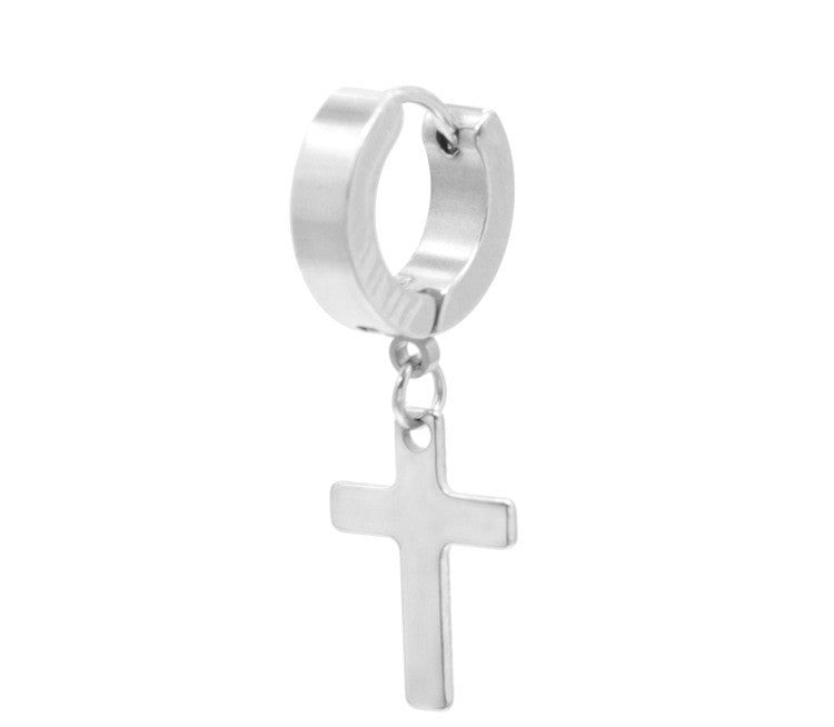 Boucles d'oreilles croix en acier titane pour hommes Croix en acier inoxydable