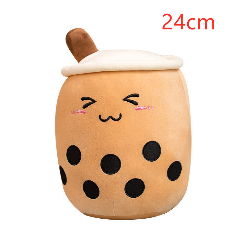 Jouet en peluche de tasse de thé au lait à la fraise, boisson en peluche douce, coussin de thé à bulles, cadeau pour enfants.