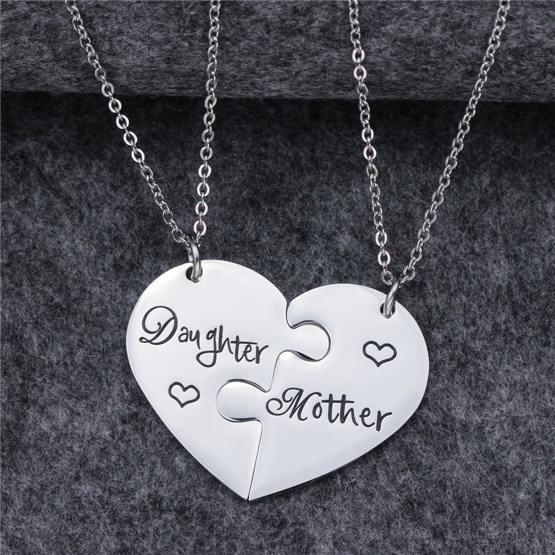 Collier en acier titane tendance pour maman et fille, cadeau pour la fête des mères