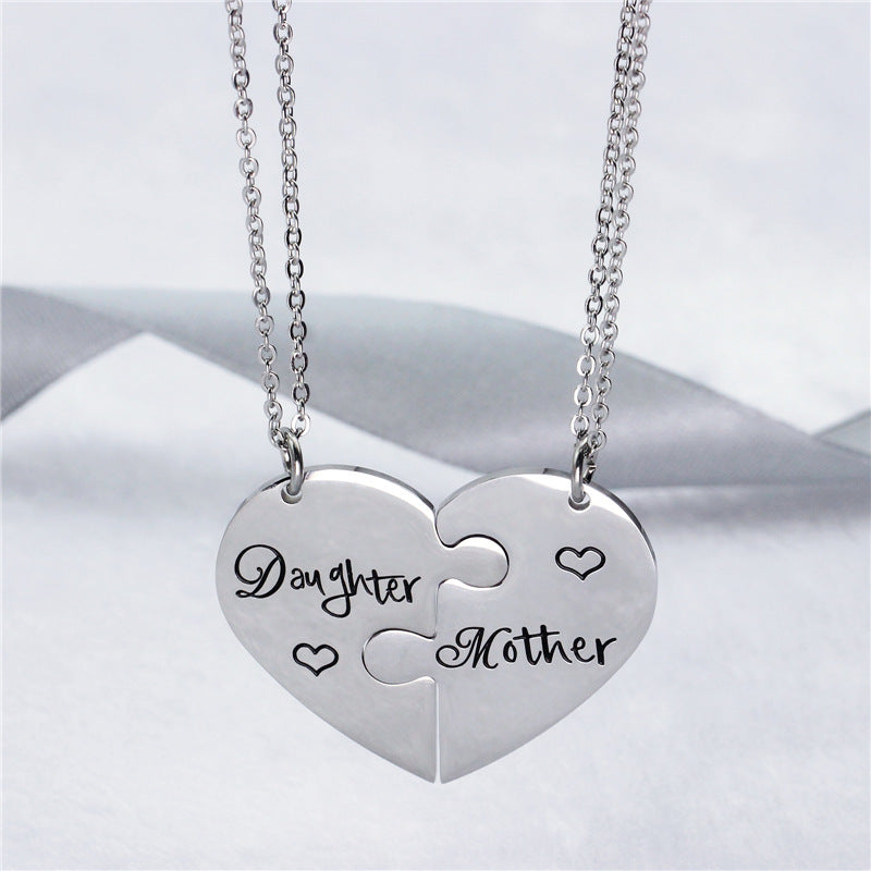 Collier en acier titane tendance pour maman et fille, cadeau pour la fête des mères