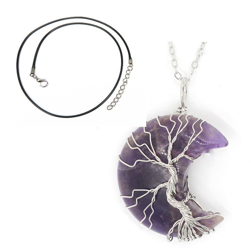 Pendentif Lune en Cristal Naturel