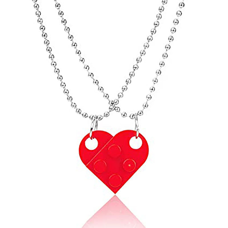 Cadeau de Saint-Valentin Nouveaux bijoux Collier coeur Collier couple couture amour acrylique Bijoux de Saint-Valentin