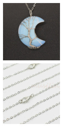 Pendentif Lune en Cristal Naturel