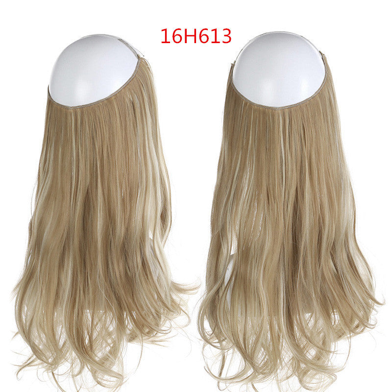 Perruque femme poisson ligne type cheveux longs bouclés fibre chimique extension pièce mat haute température soie poisson fil de soie perruque pièce