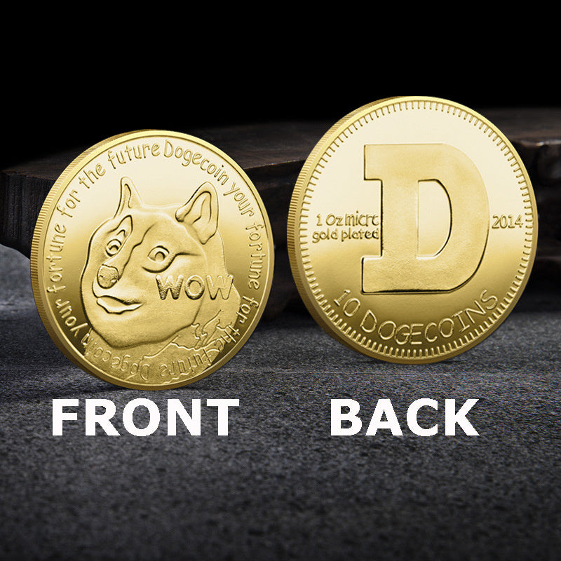 WOW Doge coin To The Moon In Doge We Trust Pièces commémoratives plaquées or Motif de chien mignon Collection imprimée Cadeaux