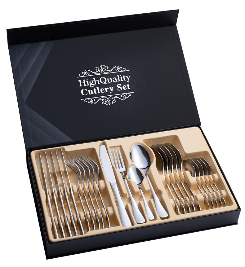 Coffret cadeau de couverts en acier inoxydable 24 pièces Coffret cadeau de couverts à steak