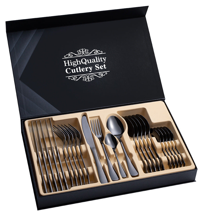 Coffret cadeau de couverts en acier inoxydable 24 pièces Coffret cadeau de couverts à steak