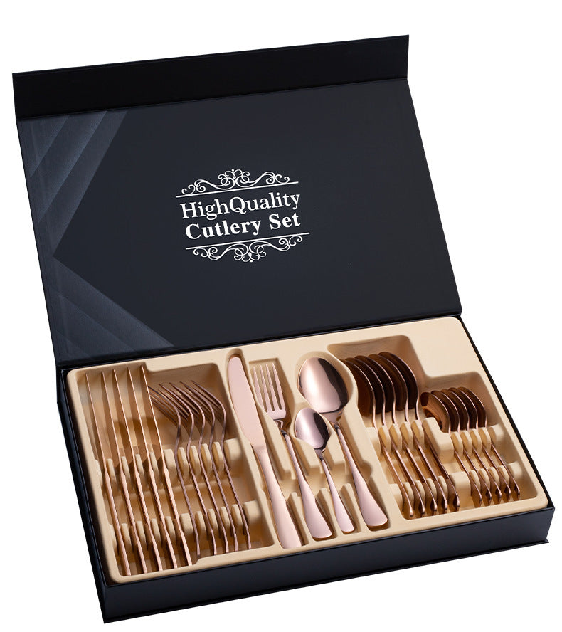 Coffret cadeau de couverts en acier inoxydable 24 pièces Coffret cadeau de couverts à steak